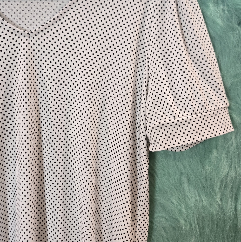 Adrianna Papell White And Black Polka Dot Short Sleeve Blouse Size M - Picture 4 of 6